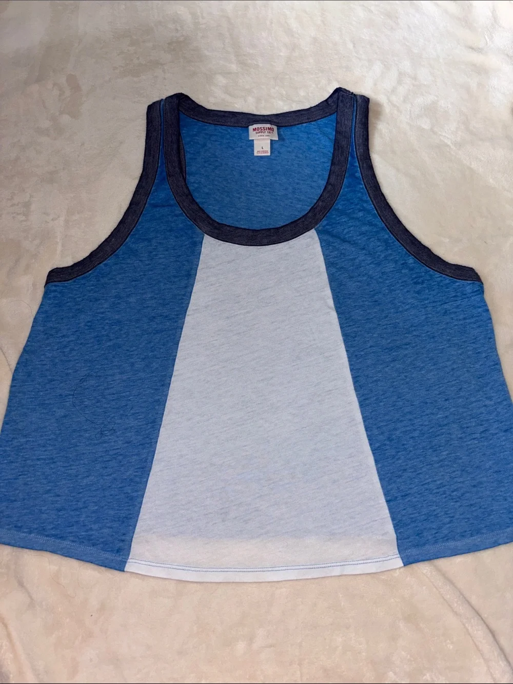 Mossimo Supply Co. Blue Colorblock Scoop Tank SZ L - Picture 1 of 7